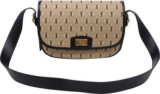 Saint Laurent Camel Canvas Monogram All-Over Logo Satchel (Authentic Pre- Loved)