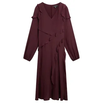 Ted Baker Midi-jurk Met Lange Mouwen En Ruches