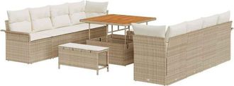 vidaXL Vidaxl - Conjunto De Sof&aacute; De Jard&iacute;n Con Coj&iacute;n 11 Pcs Beige, Crema