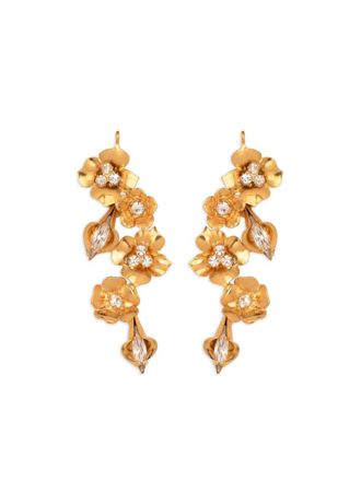 Jennifer Behr Vanora floral crystal earrings - women - Synthetic Crystal/18kt Gold Plated Steel - One Size