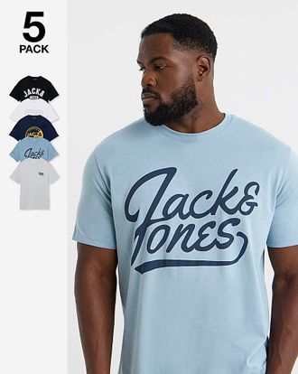 Jack & Jones Jack & Jones Andrew Logo T-Shirt 5 Pack