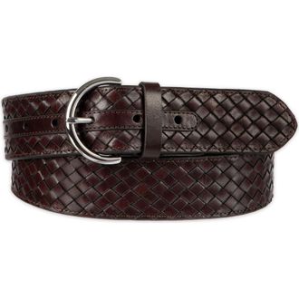 Cole Haan Woven Leather Belt in Dark Brown at Nordstrom, Size X-Large