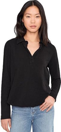 Mod-o-doc Long Sleeve Easy Polo T-Shirts Womens Clothing Black : LG (US 12-14), Cotton