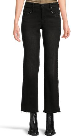Liverpool L.A. Kennedy Mid-rise Straight Jeans W/ Studs And Cut Hem Womens Jeans Lost Creek : 14 30, Cotton/Denim/Lycra