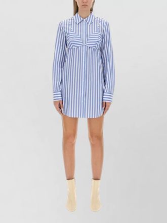 Staud alita dress long sleeve cuffed striped