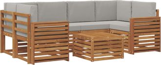 vidaXL Conjunto De Sof&aacute;s De Exterior 7 Uds. Natural Y Gris Claro Vidaxl