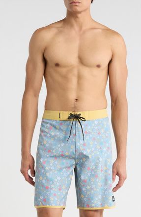 Quiksilver Surfsilk Scallop Ditsy Board Shorts in Ashley Blue at Nordstrom Rack, Size 36