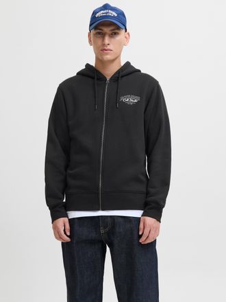 Jack & Jones Kapuzensweatjacke JACK & JONES JJMAKOTO SWEAT ZIP HOOD, Herren, Gr. XS, schwarz, angeraute Sweatware, Obermaterial: 80% Baumwolle, 20% Polyester, bedr