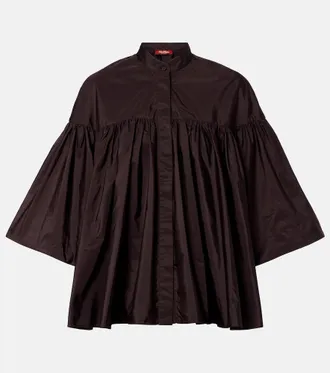 Max Mara Gathered taffeta shirt