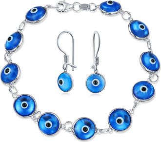 Bling Jewelry Evil Eye Earrings and Bracelet Set in Light Blue at Nordstrom Rack