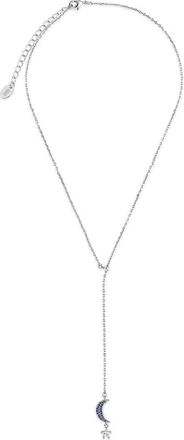 Sterling Forever Cz Star & Moon Dangling Y Necklace