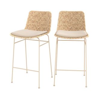 Rendez-Vous D&eacute;co Set de 2 sillas para isla central en material natural 66 cm