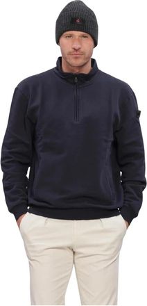 Peuterey Dory FW 02 Half-Zip Sweatshirt - Heren - Vesten met rits - Blauw - S - Katoen - Hoodies & sweatvesten