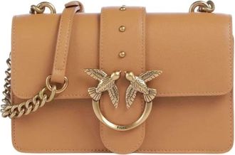 Pinko Mini Love Bag One Simply - Dames - Schoudertassen - Bruin - ONE Size - Leer - Tassen