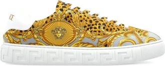 Versace printed sneakers - women - Cotton/Calf Leather/Fabric/Rubber - 38.5 - Gold