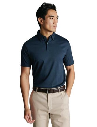 CHARLES TYRWHITT Short Sleeve Jersey Polo in Petrol Blue at Nordstrom, Size Xx-Large