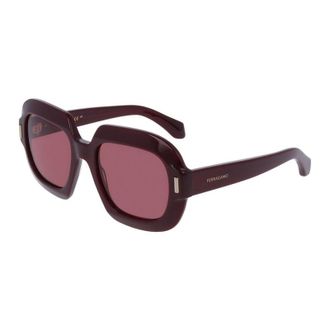 Ferragamo Sunglasses Square Full Rim, Burgundy Frame And Purple Lens Sf2068Se606