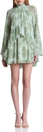 Avec Les Filles Ruffle Tiered Dress in Olive Batik at Nordstrom, Size X-Small