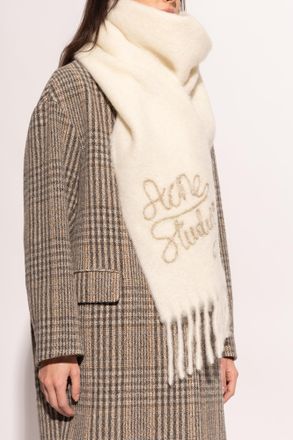 Acne Studios Scarf With Logo, Unisex, Cream