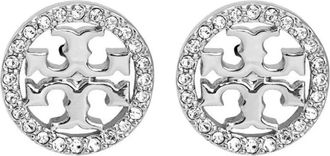 Tory Burch Pav&eacute; Stud Oorbellen - Dames - Oorbellen - Grijs - ONE Size - Accessoires