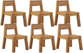 Beliani Set of 6 Garden Chairs LIVORNO Acacia Wood Brown