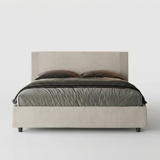 Itamoby Cama Doble 160x190 Con Contenedor De Tela Rosal Norris Labirinto - Blanco