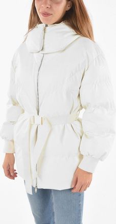 Stella McCartney Padded Faux Leather Bomber Hoodie KAYLA with Logo Belt at Waist Stella McCartney