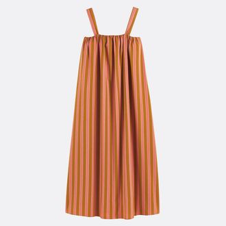 La Redoute Collections Losvallende gestreepte katoenen maxi-jurk met schouderbandjes