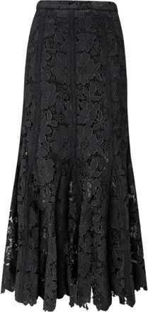 Self Portrait Lace Midi Skirt - Dames - Midirokken - Zwart - 2XS - Polyester - Rokken