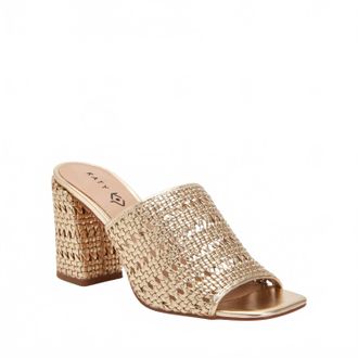 Katy Perry Womens Tana Slide Block Heel Sandal In Gold
