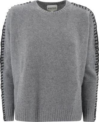 Kujten Kujten, Truien & Vesten, Dames, Grijs, S, Kasjmier, Kasjmier Grijze Trui Minimalistisch Ontwerp