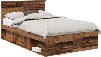 vidaXL Bed Frame with Headboard Old Wood 120 x 190 cm Solid Pine Wood vidaXL