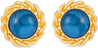 Susan Caplan Vintage 1990s marbled clip-on earrings - women - Lucite/Gold Plated - One Size - Blue