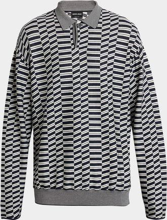 Giorgio Armani Men & apos;s Geometric Knit Polo Sweater