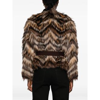Yves Salomon Bi-colour Fur Coat - Brown