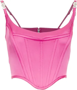 Versace new VERSACE Medusa 95 Satin Waterlilly fuschia pink boned corset top IT38 XS