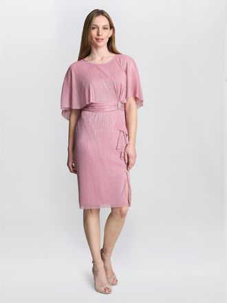 Gina Bacconi Womens Sonya Pleated Dress With Brooch - Rose - Size 20 UK