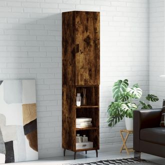 Berkfield Home Highboard Smoked Oak 34.5x34x180 cm Engineered Wood in Brown
