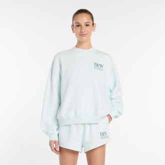 New Balance Donna Reimagined Fleece Crew in Blu, Taglia 2XL