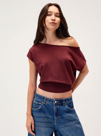 Twik Womens Loose-collar rolled-edge sweater