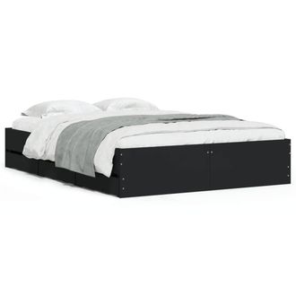 Berkfield Home Bed Frame with Drawers without Mattress Black 120x190 cm Small Double