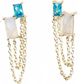 Native Gem Womens Bestie Baguette Earrings In Moonstone