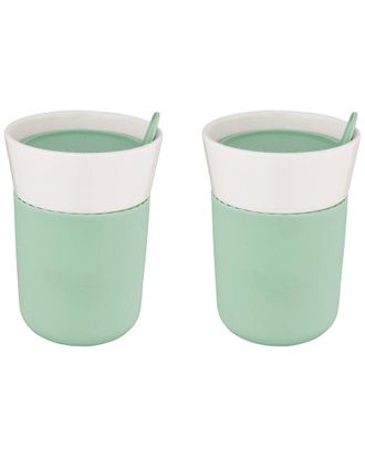 Berghoff Berghoff Leo 11.16Oz Porcelain Travel Mug Green Set Of 2