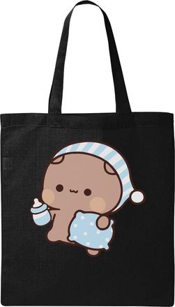 Generic Bubu Dudu Going To Sleep Natural Ecological Cotton Tote Bag Black