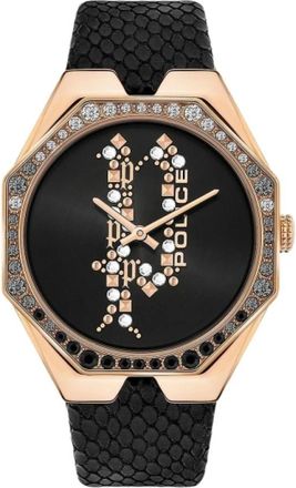 Police Gouden Leren Dameskwarts Horloge - Dames - Horloges - Geel - ONE Size - Accessoires