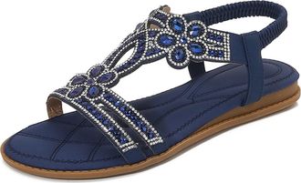 Generic Womens Sandals - European Retro Large Size Hollow Light Soft Sole Casual Shoes for Comfort and Style (f-Navy, 4)