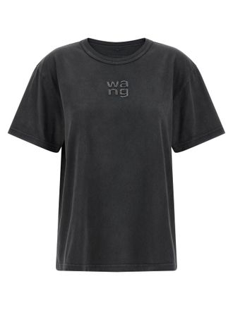 Alexander Wang Hotfix Logo T Shirt Nero-Donna