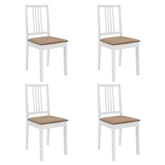 vidaXL Vidaxl - Sillas De Comedor Con Cojines 4 Unidades Madera Maciza Blanca