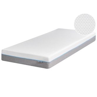 Beliani Colch&oacute;n De Espuma Blanco Con Tela Gris 90 X 200 Cm Tama&ntilde;o Individual Medio Firme Glee