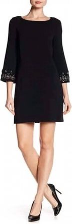 Shelli Segal Embellished Sleeve Mini Dress In Black